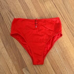 High-Waisted Red Bikini Bottoms